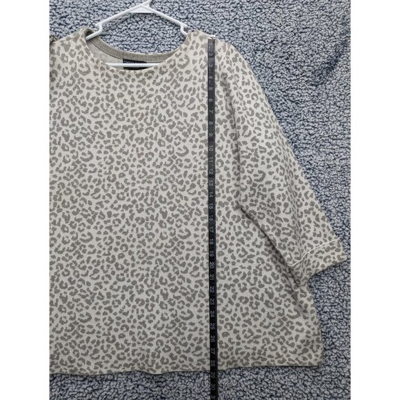 Cynthia Rowley Animal Print Sweater Size 2X Knit 3/4 Sleeve Soft Cozy Plus Gray - Picture 10 of 12